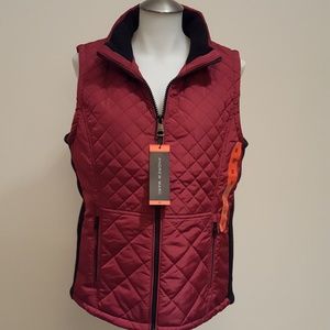 Andrew Marc quilted maroon vest,size Medium, new NWT